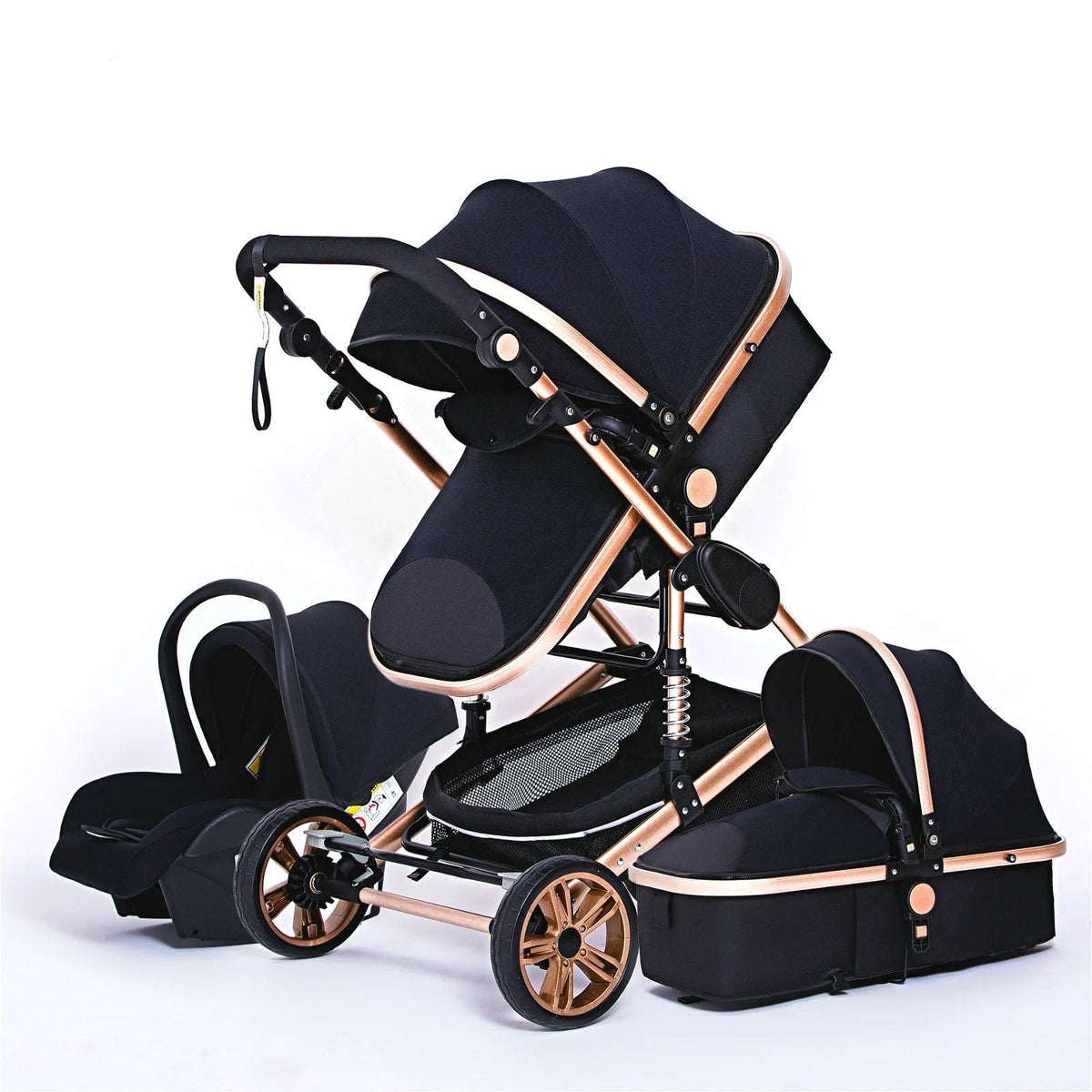 High Landscape 3-in-1 Baby Stroller with Pink Car Seat: Luxury Travel Pram