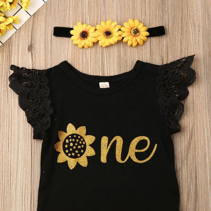 3Pc Lace Ruffle Romper & Tulle Skirt Set - Baby Girl, Newborn