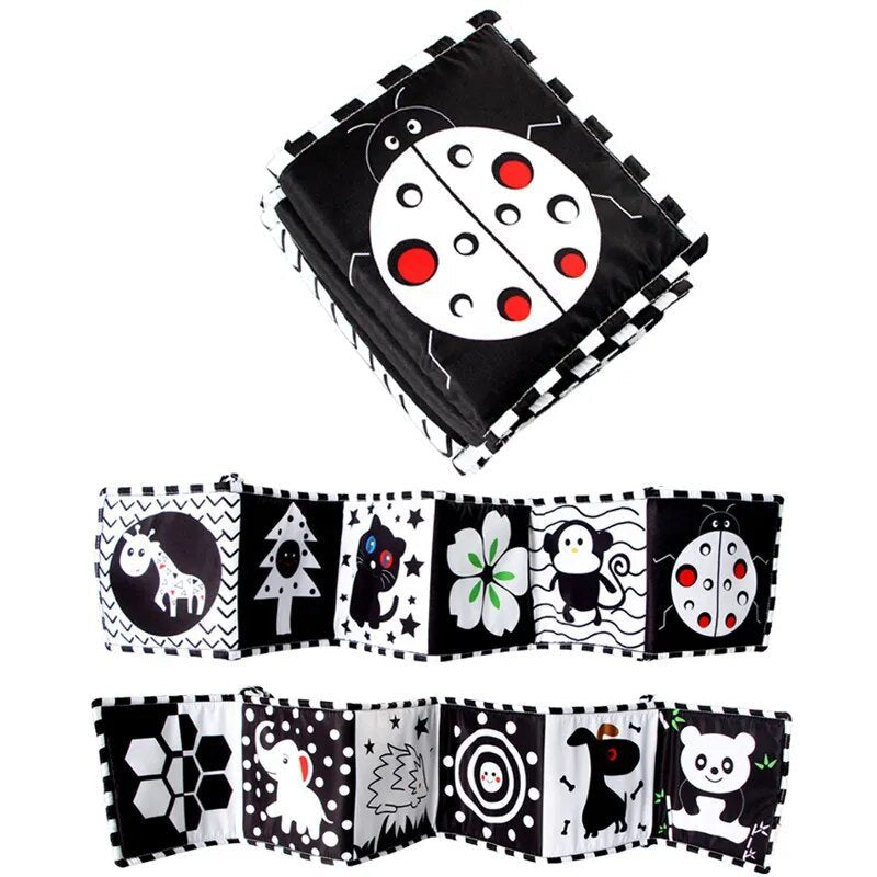 Black & White Contrast Cloth Book - Newborn Crib Bumper Toy