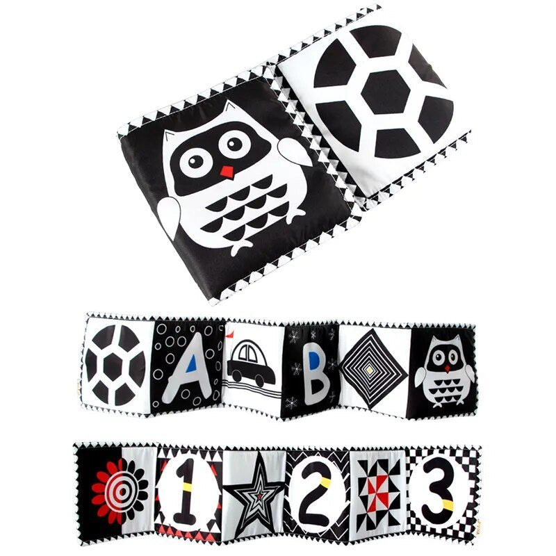 Black & White Contrast Cloth Book - Newborn Crib Bumper Toy