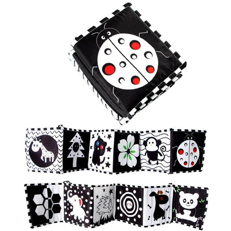 Black & White Contrast Cloth Book - Newborn Crib Bumper Toy