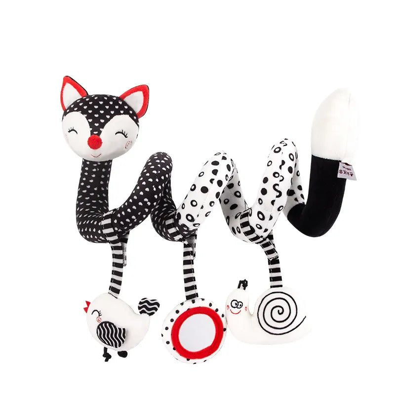 Infant Fox Spiral Car Seat Toy - Plush Stroller Mobile with Music