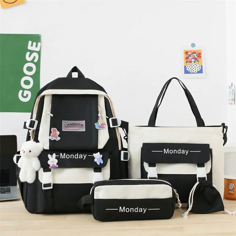 5Pc Harajuku Kawaii School & Laptop Bag Set for Teen Girls