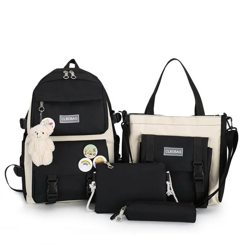 5Pc Harajuku Kawaii School & Laptop Bag Set for Teen Girls