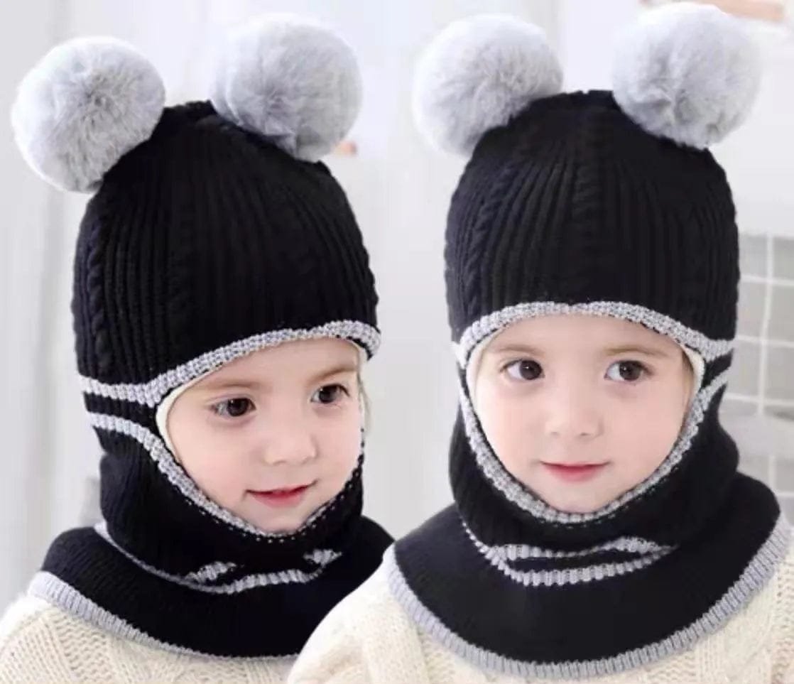 Warm Acrylic Baby Hat & Scarf Set - 2-5 Years, Ear Protection