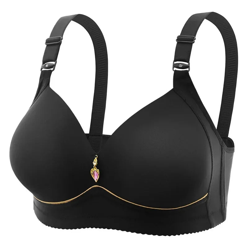 Wirefree Breathable Glossy Bra for Full-Figure Comfort