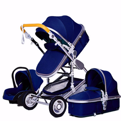 High Landscape 3-in-1 Baby Stroller with Pink Car Seat: Luxury Travel Pram