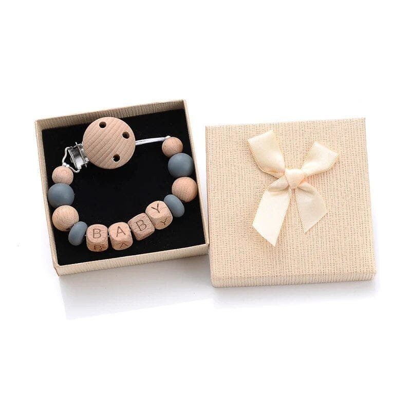 Personalized Baby Pacifier Clips with Name - Silicone Beaded Chain