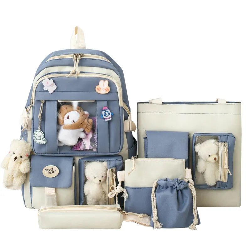 5Pc Harajuku Kawaii School & Laptop Bag Set for Teen Girls