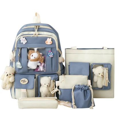 5Pc Harajuku Kawaii School & Laptop Bag Set for Teen Girls