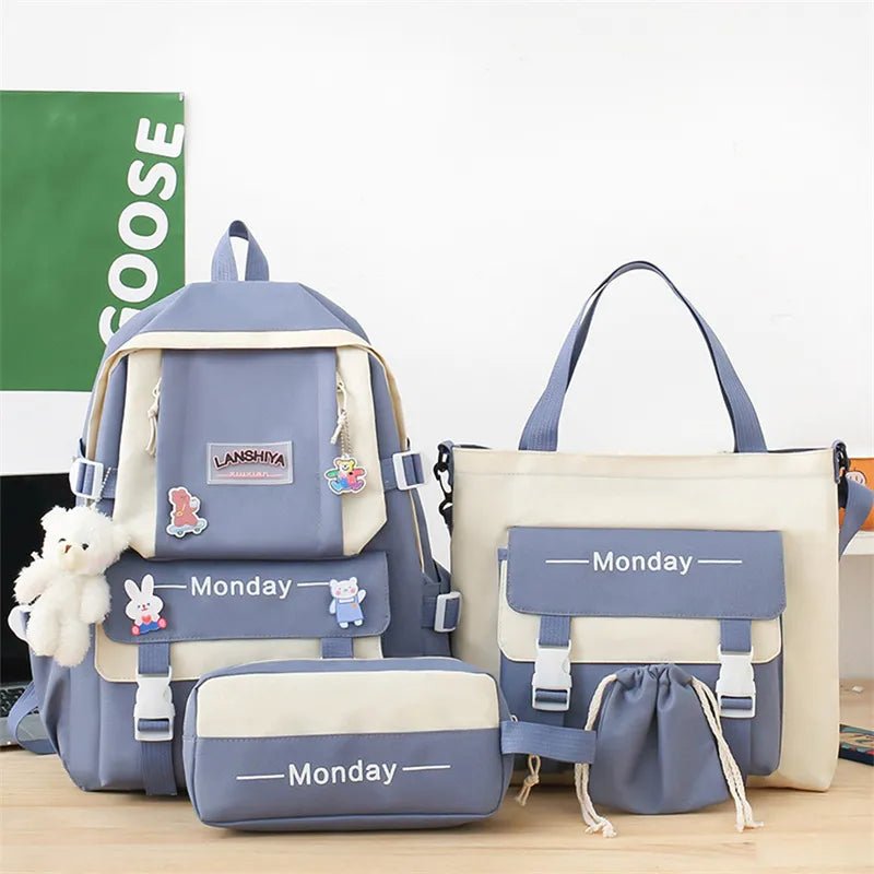 5Pc Harajuku Kawaii School & Laptop Bag Set for Teen Girls