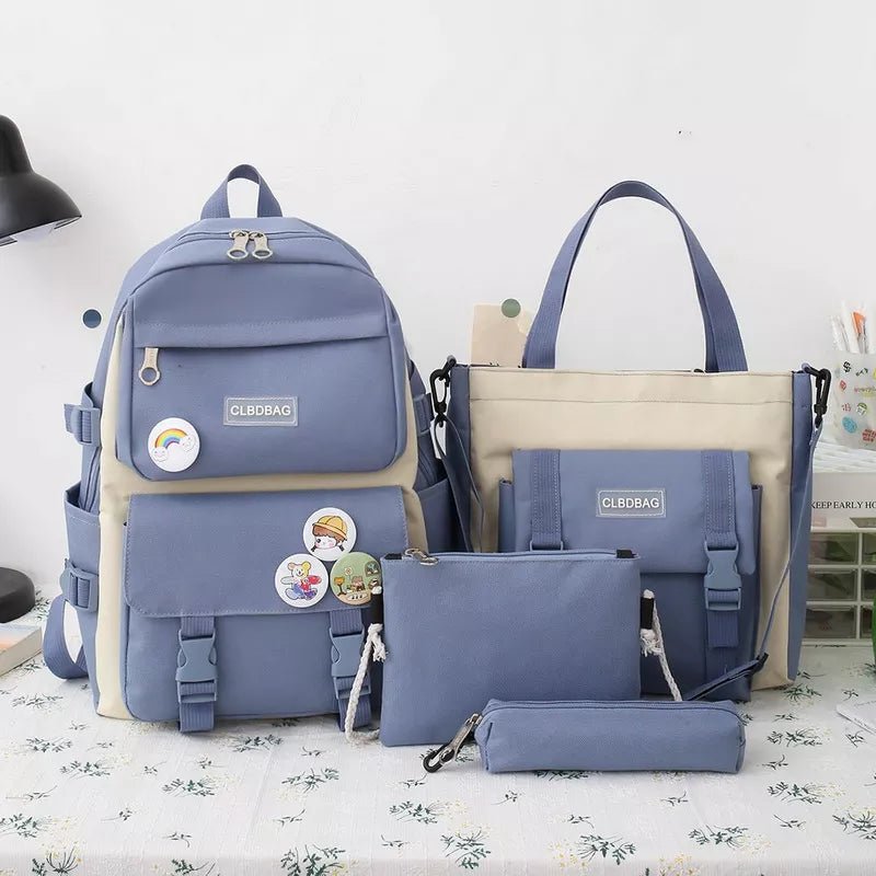 5Pc Harajuku Kawaii School & Laptop Bag Set for Teen Girls