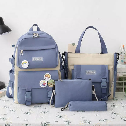 5Pc Harajuku Kawaii School & Laptop Bag Set for Teen Girls