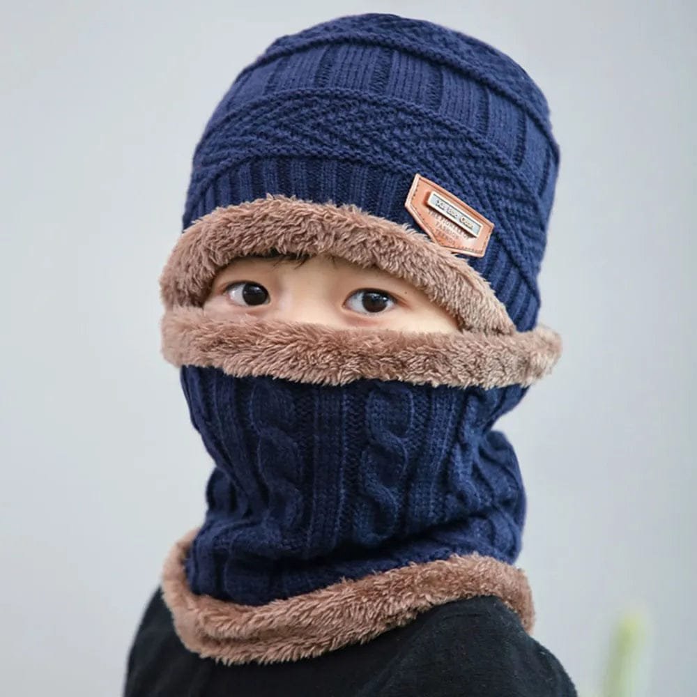 Warm Winter Beanie & Scarf Set for Kids - Fleece Lined