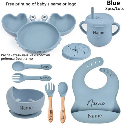 Personalized Baby Crab Plate Set with Suction Bowl