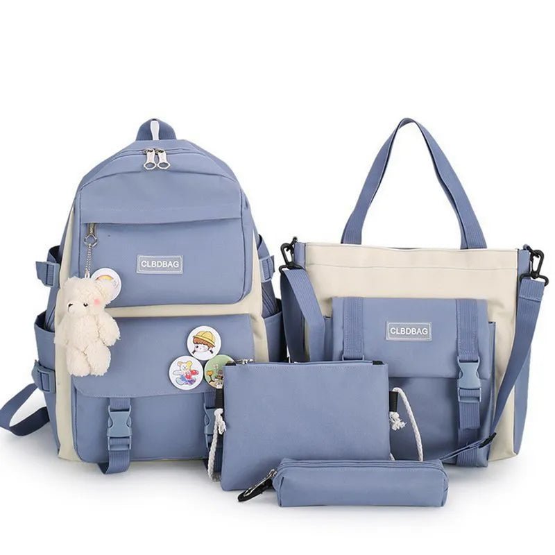 5Pc Harajuku Kawaii School & Laptop Bag Set for Teen Girls