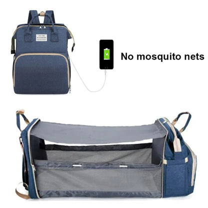 Folding Mommy Bag: Portable Crib Bed & Large-capacity Baby Backpack