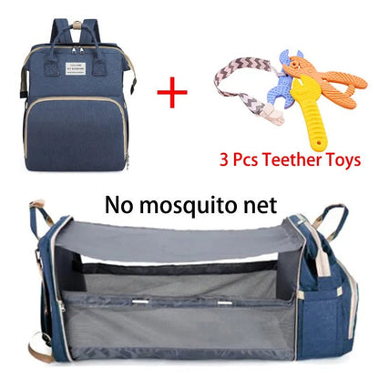 Folding Mommy Bag: Portable Crib Bed & Large-capacity Baby Backpack