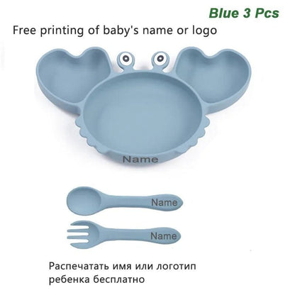 Personalized Baby Crab Plate Set with Suction Bowl