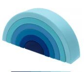6-10pc BPA-Free Silicone Baby Blocks - Rainbow Montessori Toy