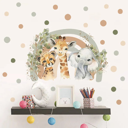 Boho African Animal Wall Decals - Giraffe & Elephant Art