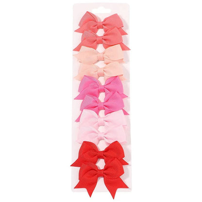 10Pc Cute Bowknot Clips Set for Girls - Handmade Hairpins