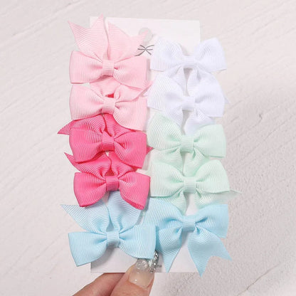 10Pc Cute Bowknot Clips Set for Girls - Handmade Hairpins