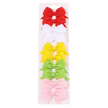 10Pc Cute Bowknot Clips Set for Girls - Handmade Hairpins