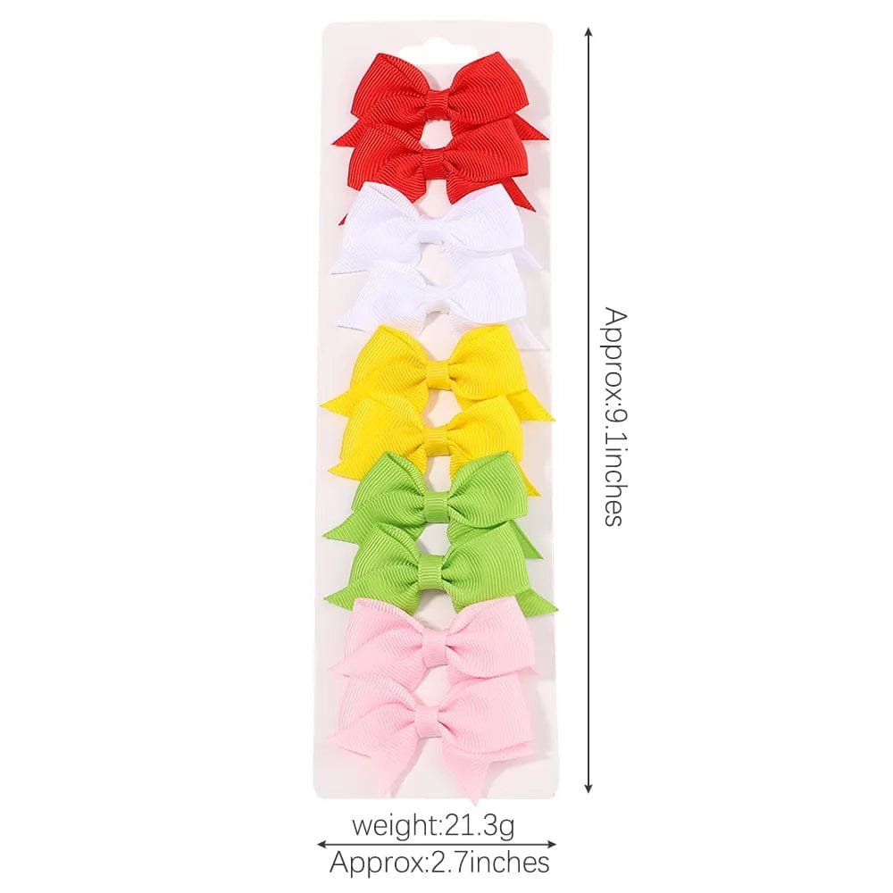 10Pc Cute Bowknot Clips Set for Girls - Handmade Hairpins
