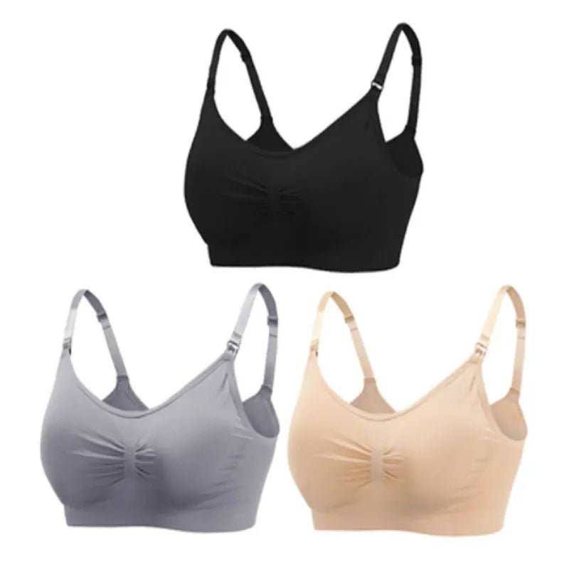 3pc Maternity Nursing Bra Set - Seamless, Breathable Cotton