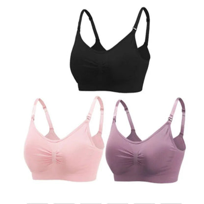 3pc Maternity Nursing Bra Set - Seamless, Breathable Cotton