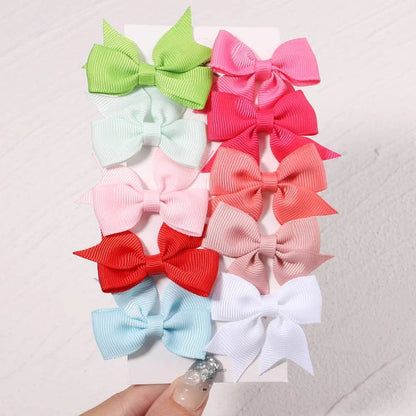 10Pc Cute Bowknot Clips Set for Girls - Handmade Hairpins