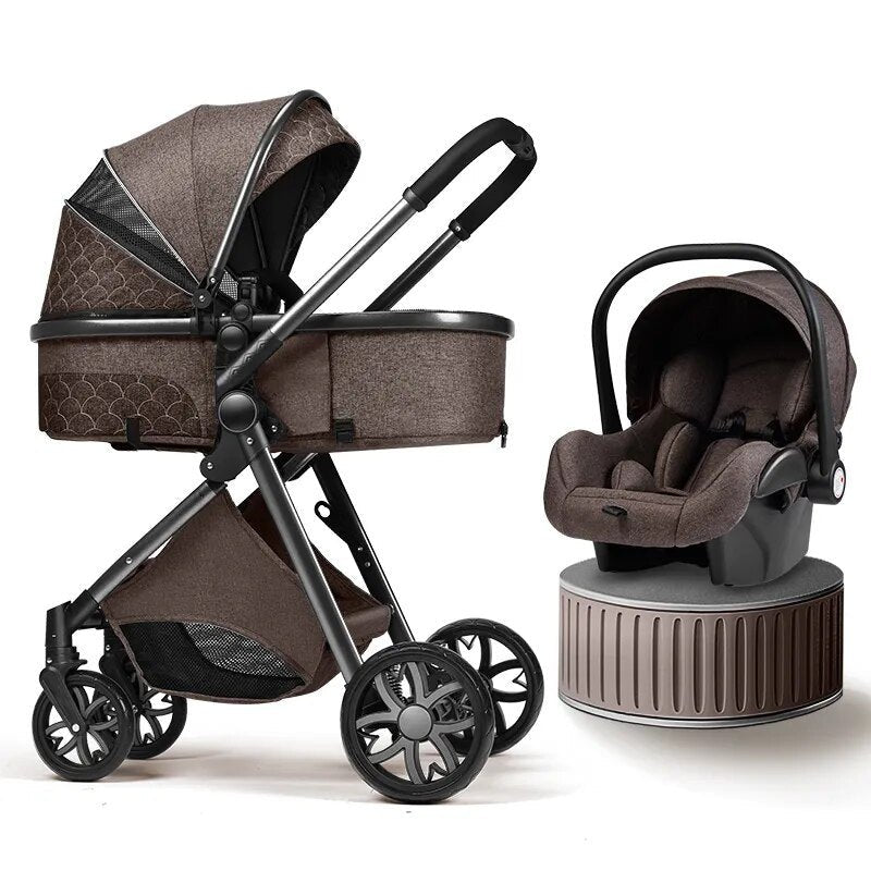 Multi-functional 3-in-1 Baby Stroller: High Landscape, Reclining, Lightweight