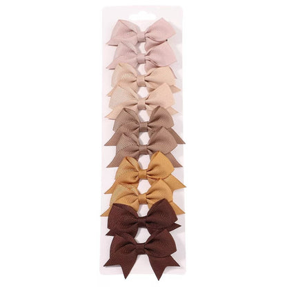 10Pc Cute Bowknot Clips Set for Girls - Handmade Hairpins