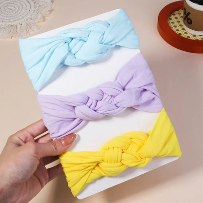 3Pc Cable Knit Baby Headbands - Elastic Turban Hair Bands
