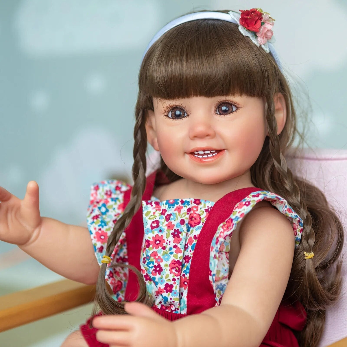 55CM Soft Silicone Reborn Doll - Cammi Smile, Hand-Painted, 3D Doll