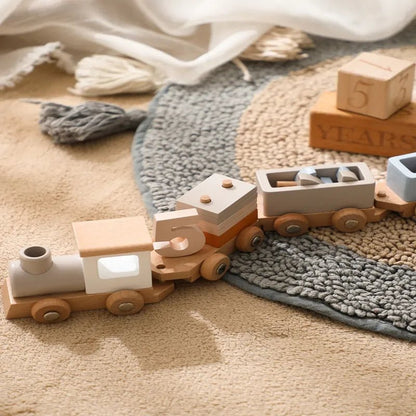 Montessori Wooden Train & Trolley - Educational Baby Birthday Toy