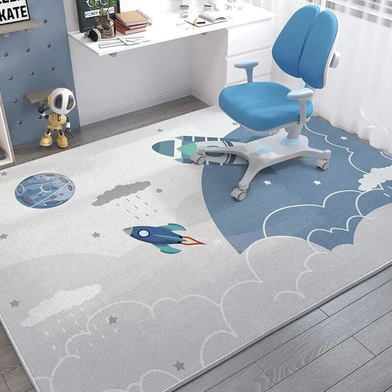 Cartoon Spaceman Rug - Non-Slip, Fashionable Mat for Kids' Rooms