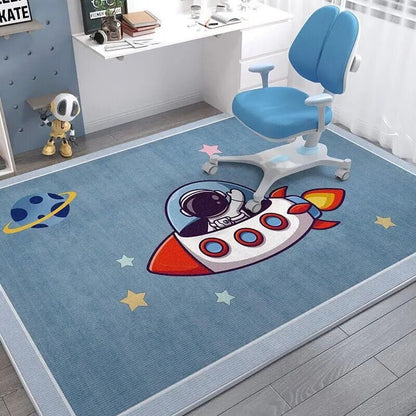 Cartoon Spaceman Rug - Non-Slip, Fashionable Mat for Kids' Rooms