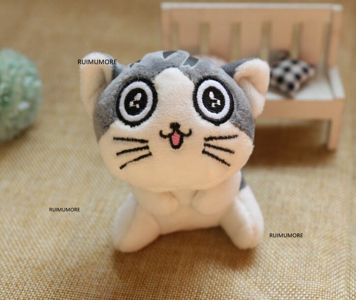 4Designs,  9CM Approx., Cat Plush Stuffed Doll ; Key Ring Chain Gift Toy