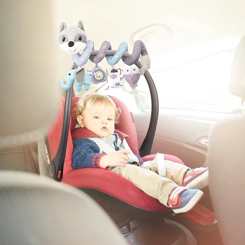 Infant Fox Spiral Car Seat Toy - Plush Stroller Mobile with Music