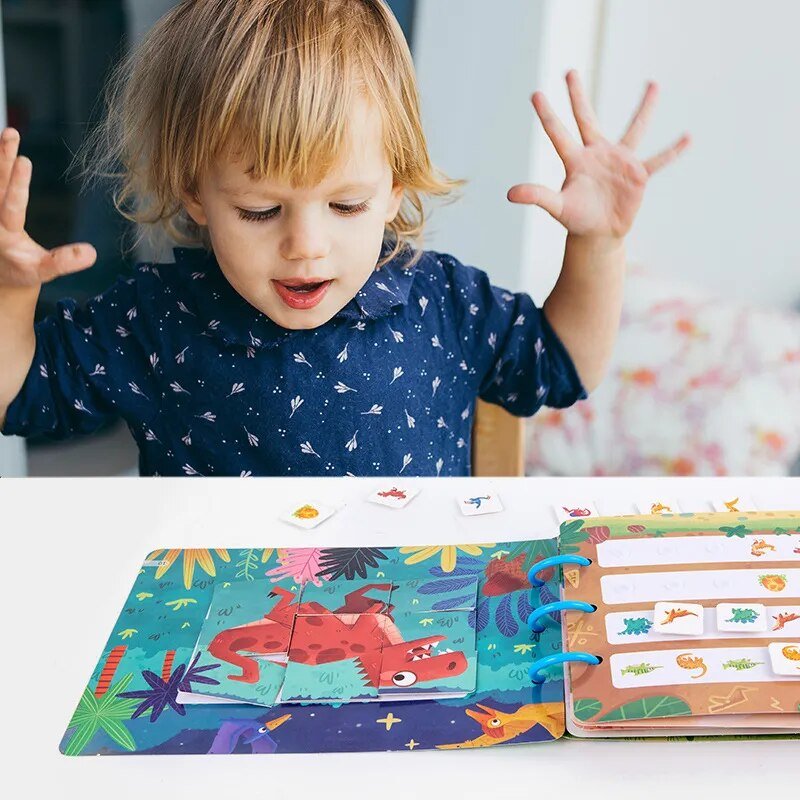 Montessori Quiet Book: Animal Numbers Puzzle Game for Kids