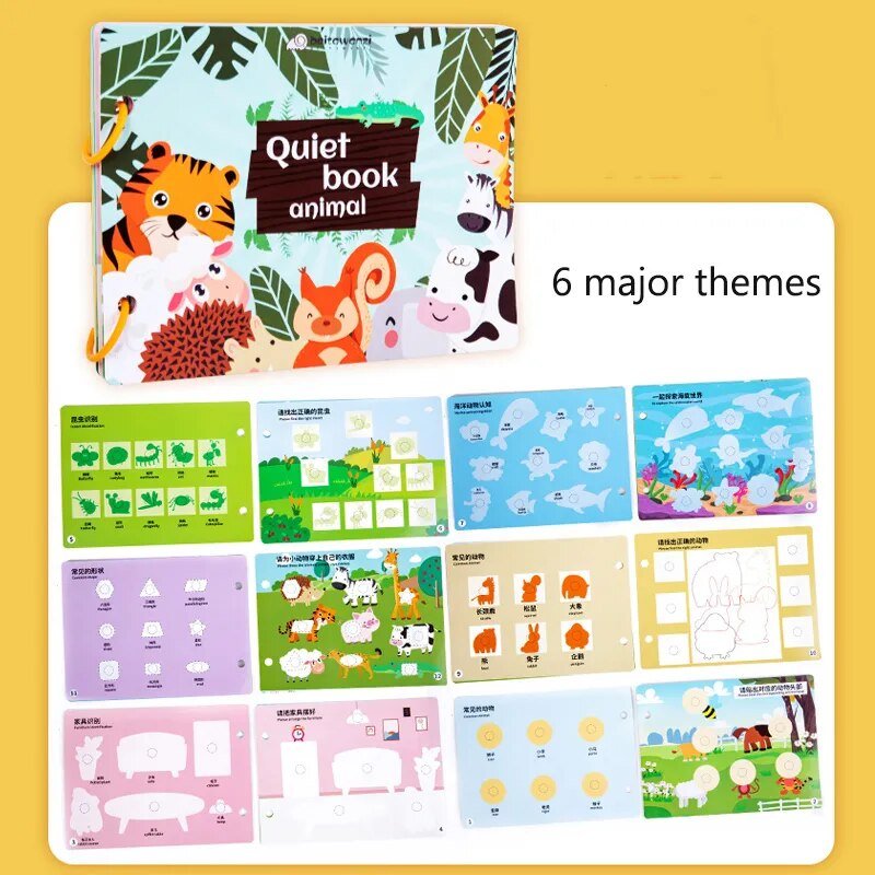 Montessori Quiet Book: Animal Numbers Puzzle Game for Kids