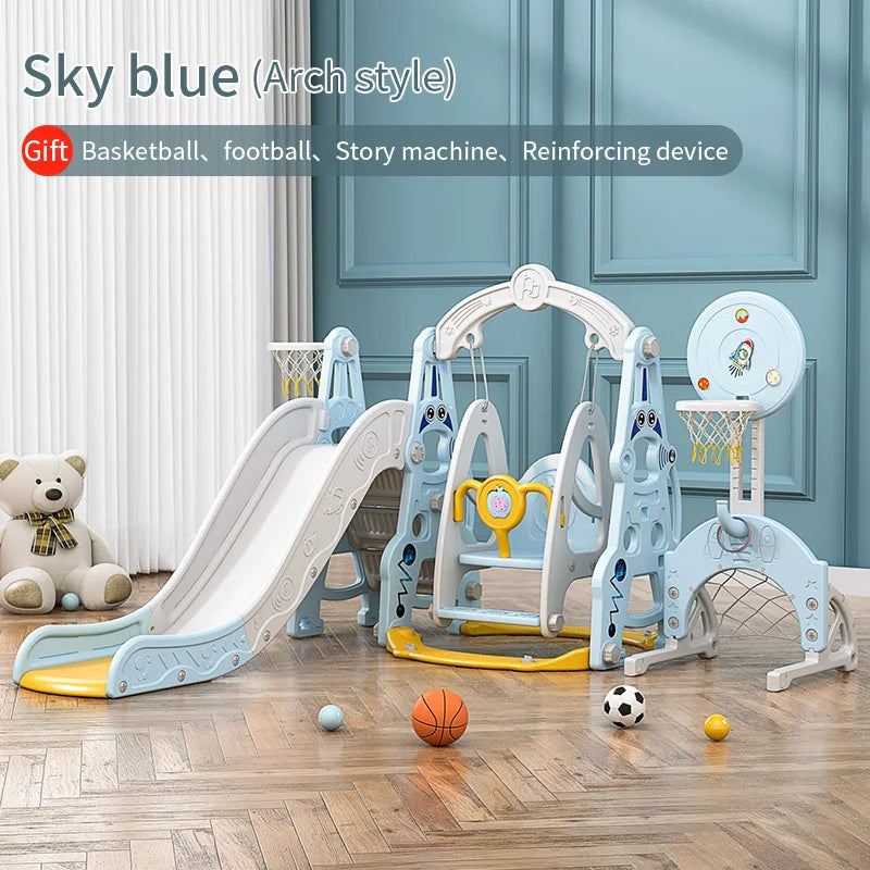 4-in-1 Indoor Playhouse Slide & Swing Set (PE) – YBC-TKR-007