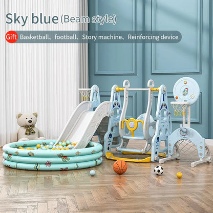 4-in-1 Indoor Playhouse Slide & Swing Set (PE) – YBC-TKR-007