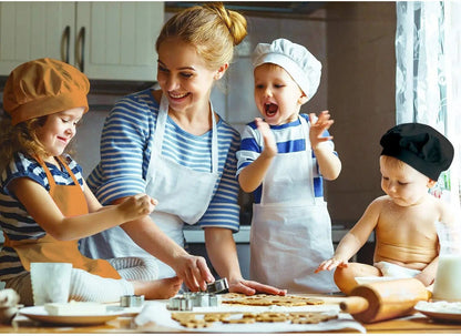 4pcs Kids' Apron Set - Front Pocket, Craft & Cooking Aprons