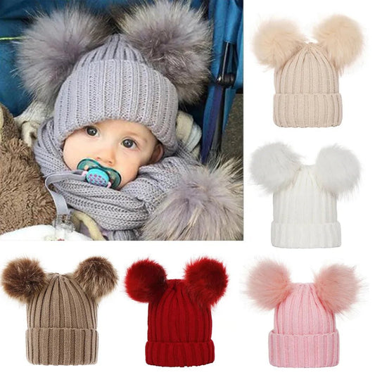 Bobble Hat with Pom Pom - Infant Bonnet, 0-3Y, Unisex