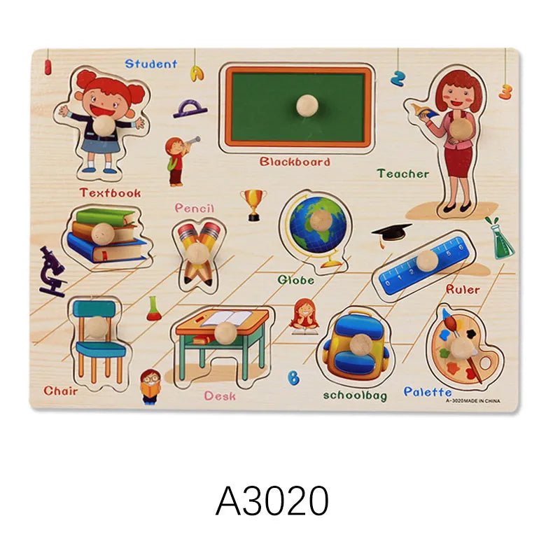 Montessori Wooden Puzzle Boards - 3D Jigsaw for Kids