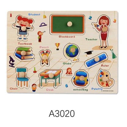 Montessori Wooden Puzzle Boards - 3D Jigsaw for Kids