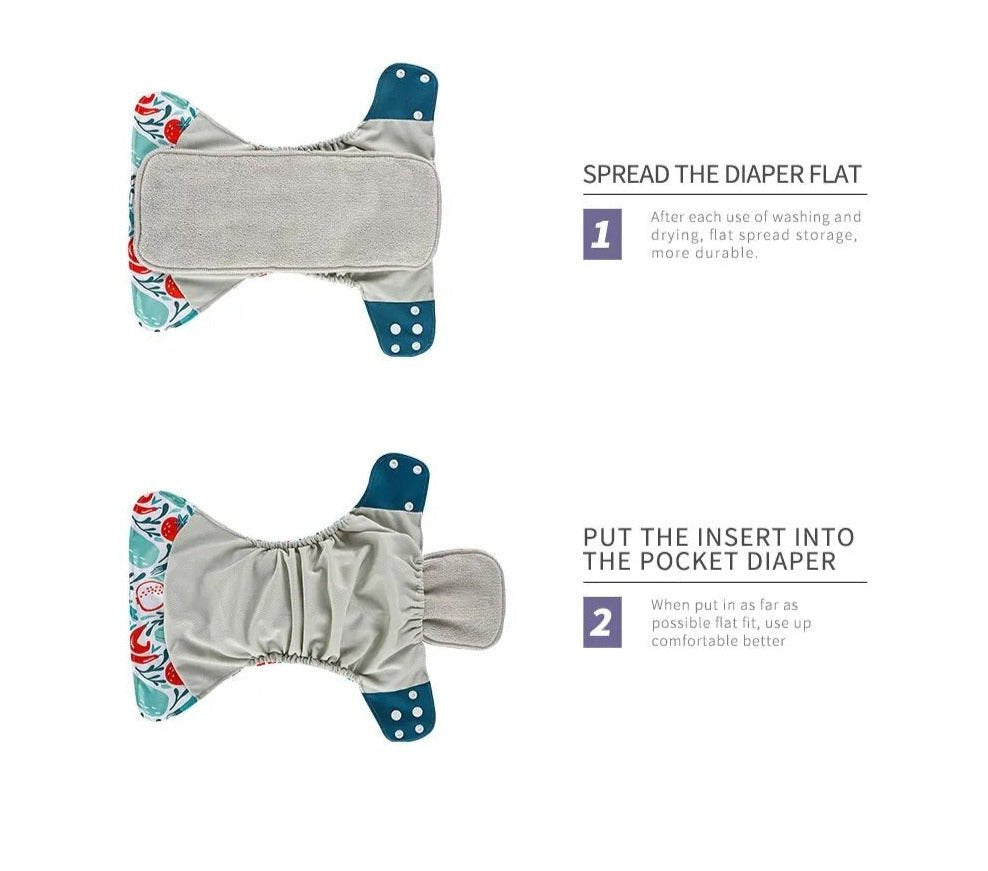 Elinfant 3-Layer Gray Microfiber Diaper Inserts (4/8/10pcs)